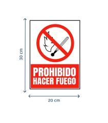 Señal Prohibido Hacer Fuego en Vinil Adhesivo 20 x 30 cm